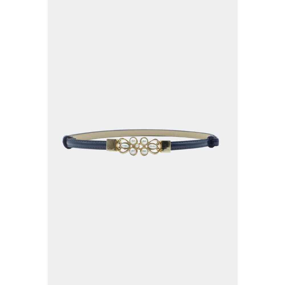 Voodoo Vixen - Pearl Buckle Adjustable Skinny Taille riem - Donkerblauw